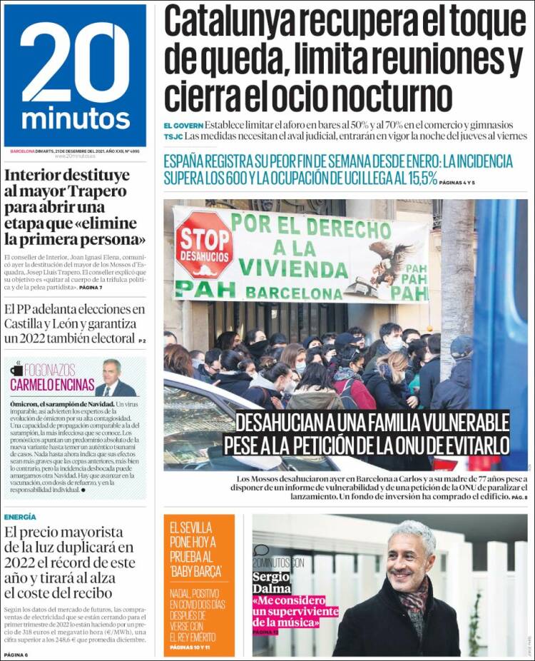 Portada de 20 Minutos - Barcelona (Espa&ntilde;a)