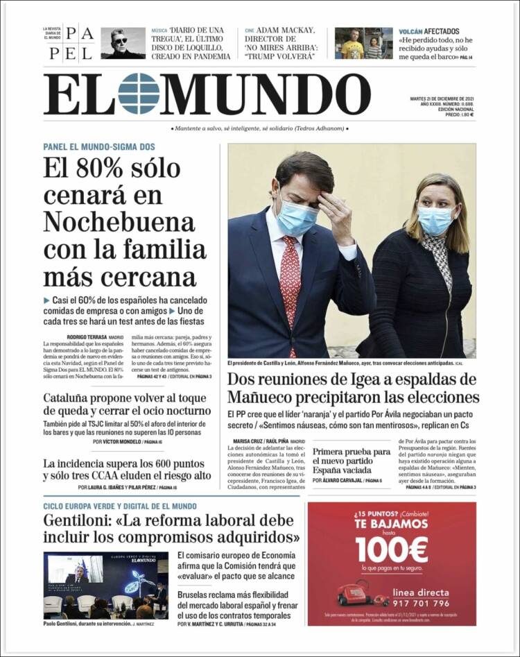 Portada de El Mundo (Espa&ntilde;a)