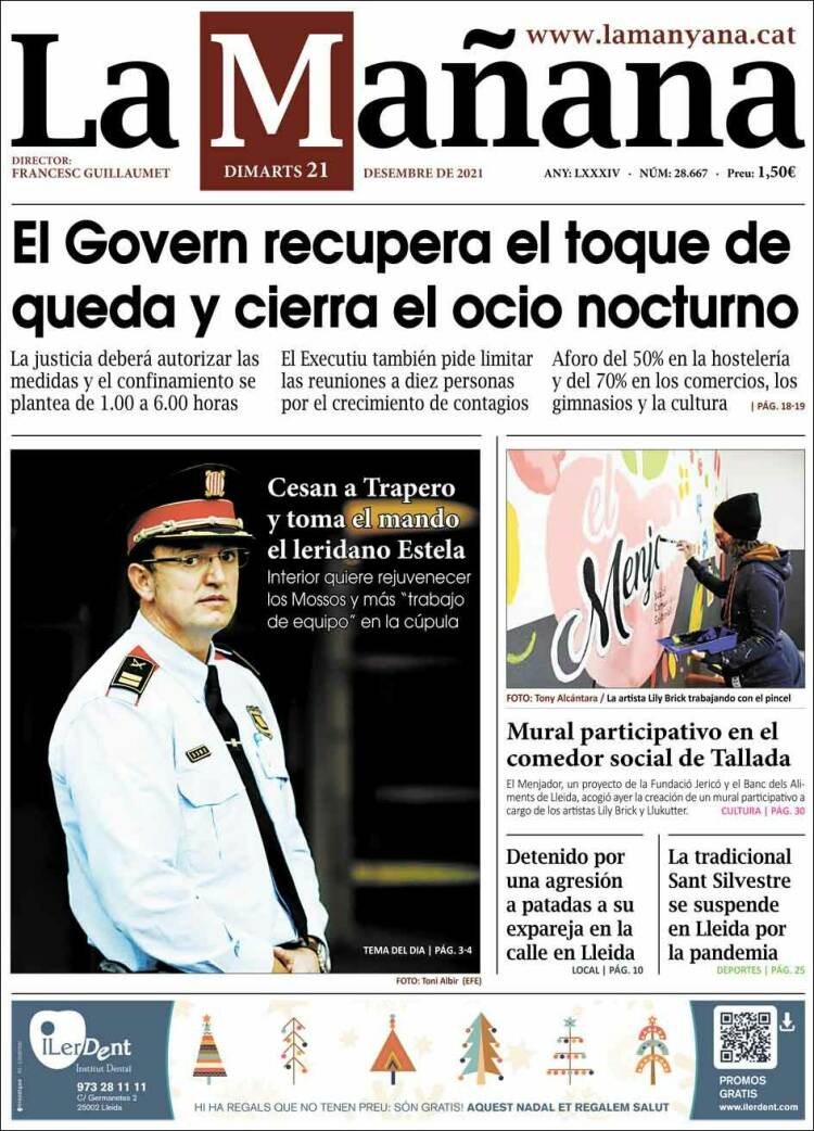 Portada de La Mañana - Diari de Ponent (Espa&ntilde;a)