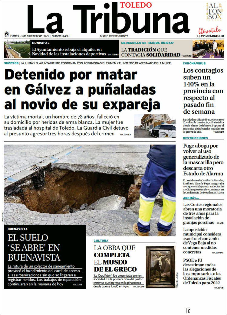 Portada de La Tribuna de Toledo (Espa&ntilde;a)