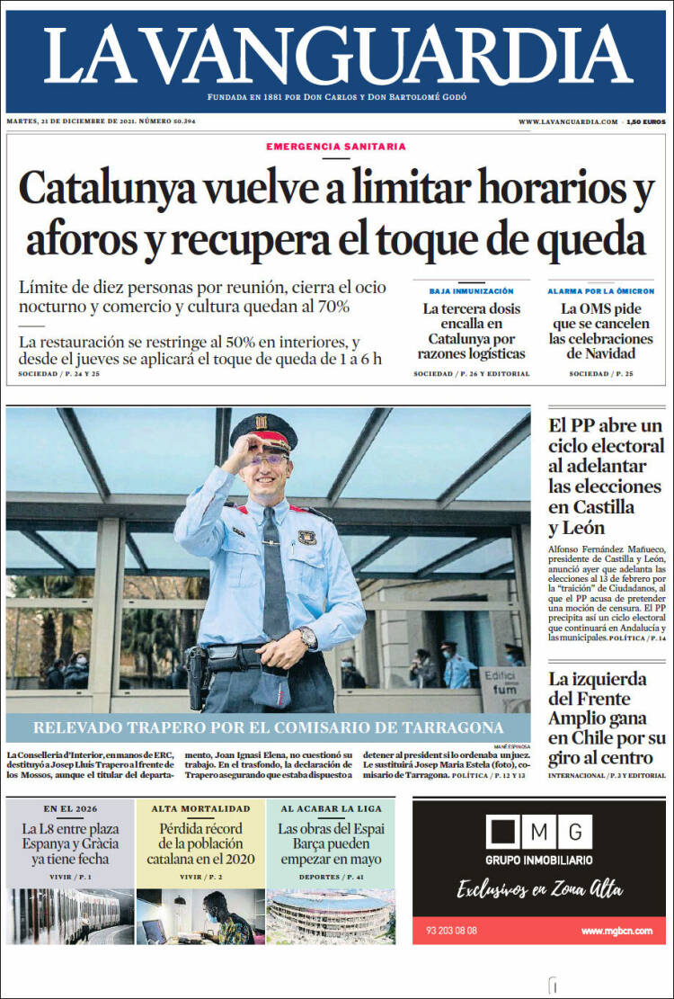 Portada de La Vanguardia (Espa&ntilde;a)