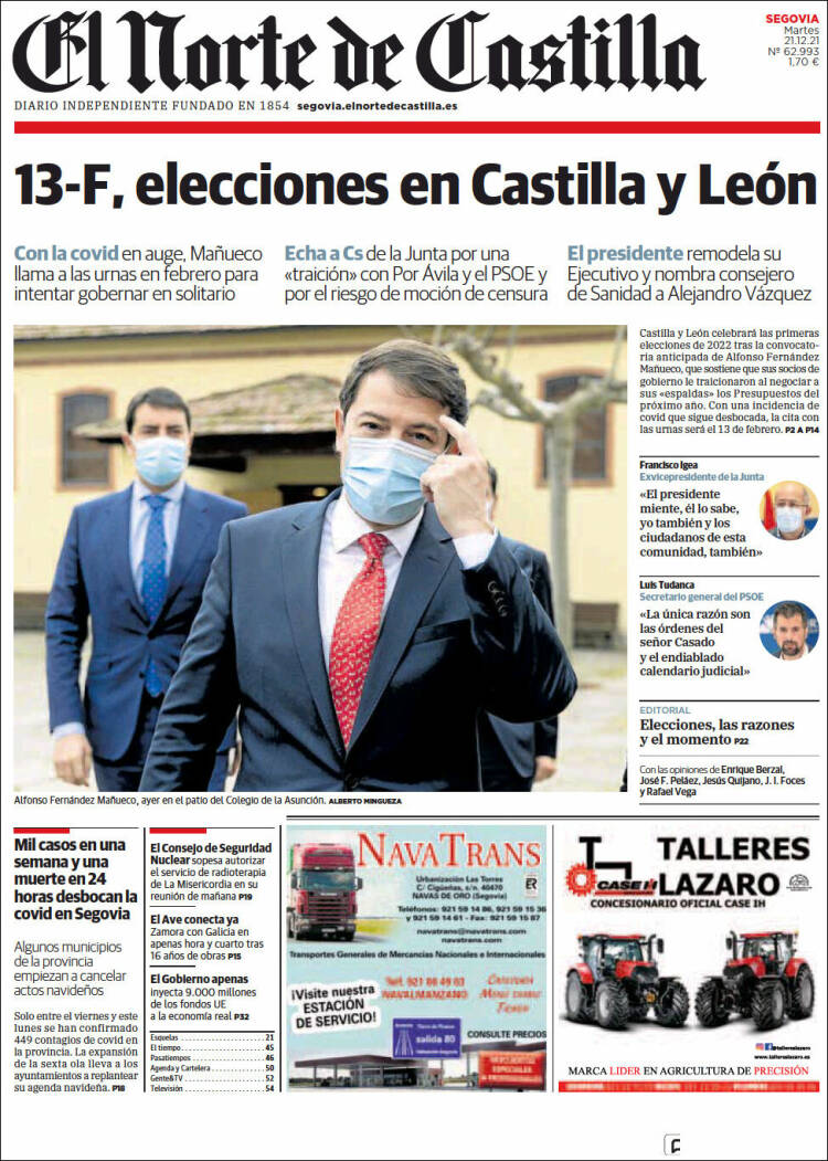 Portada de Norte de Castilla - Segovia (Espa&ntilde;a)