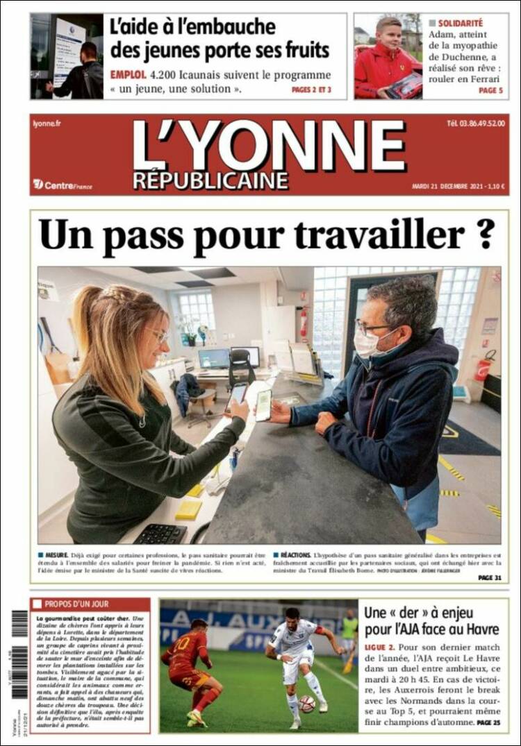Portada de L'Yonne-Républicaine (Francia)