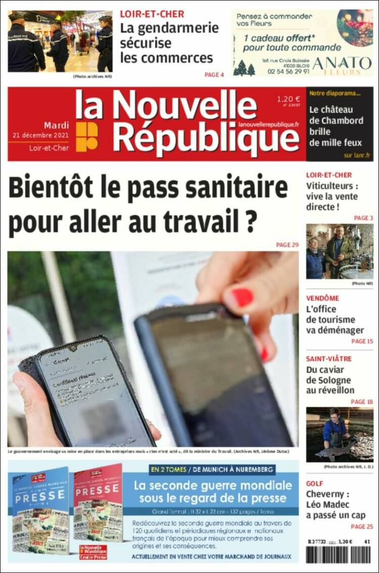 Portada de La Nouvelle Republique (Francia)