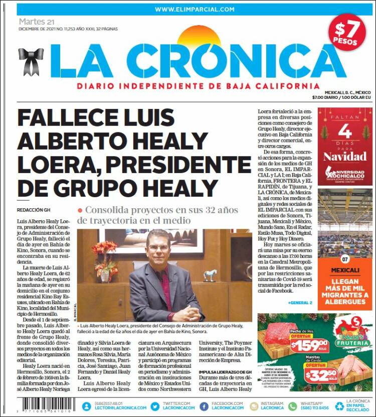 Portada de La Crónica de Baja California (México)