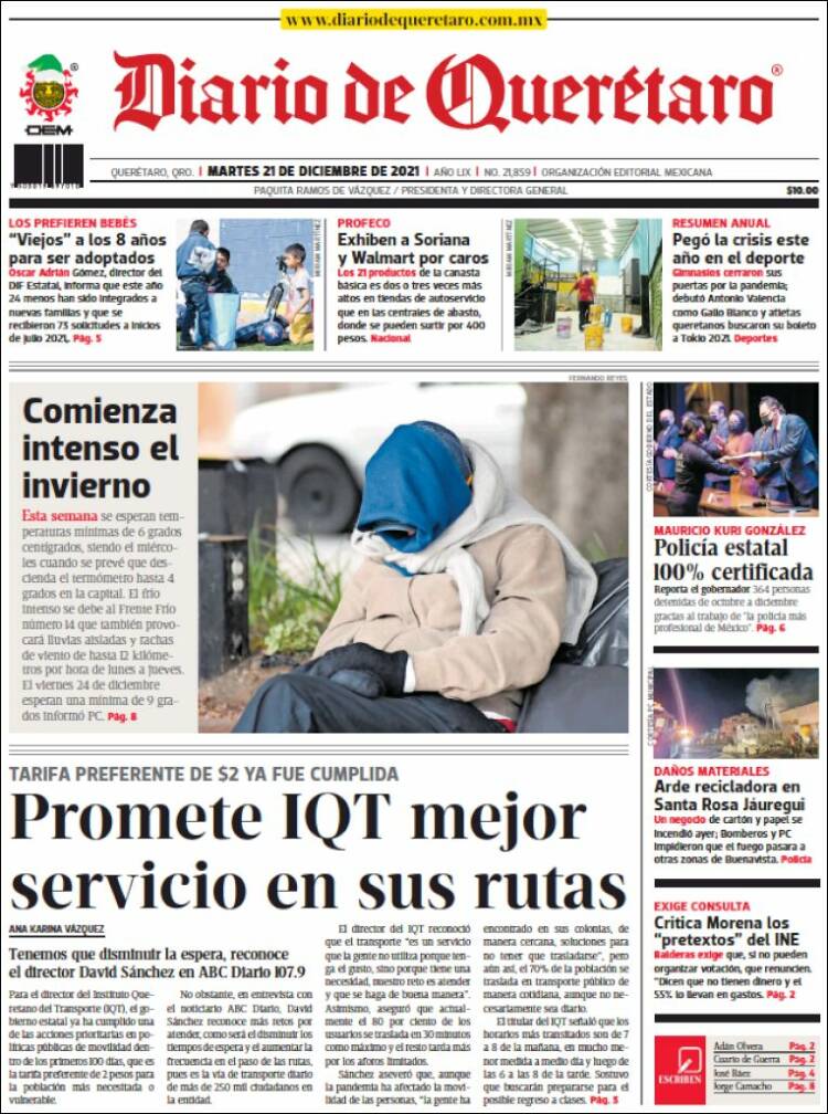 Portada de Diario de Querétaro (M&eacute;xico)