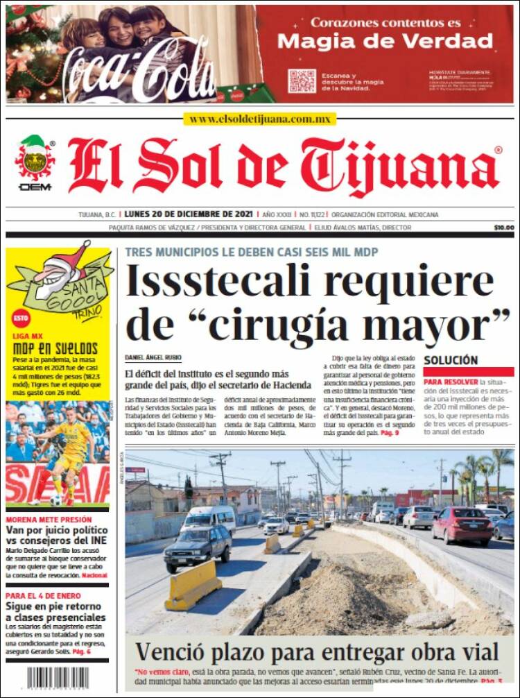 Portada de El Sol de Tijuana (México)