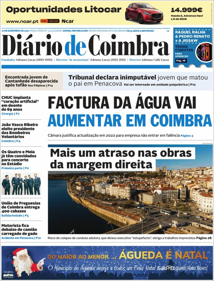 Portada de Diário de Coimbra (Portugal)