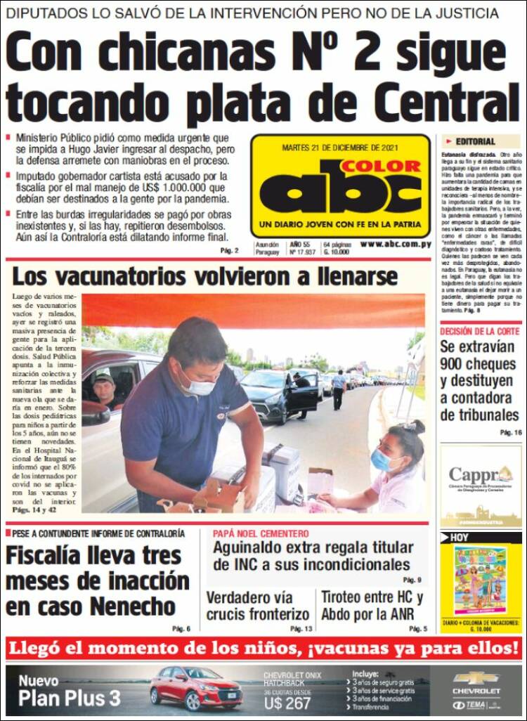 Portada de ABC Color (Paraguay)