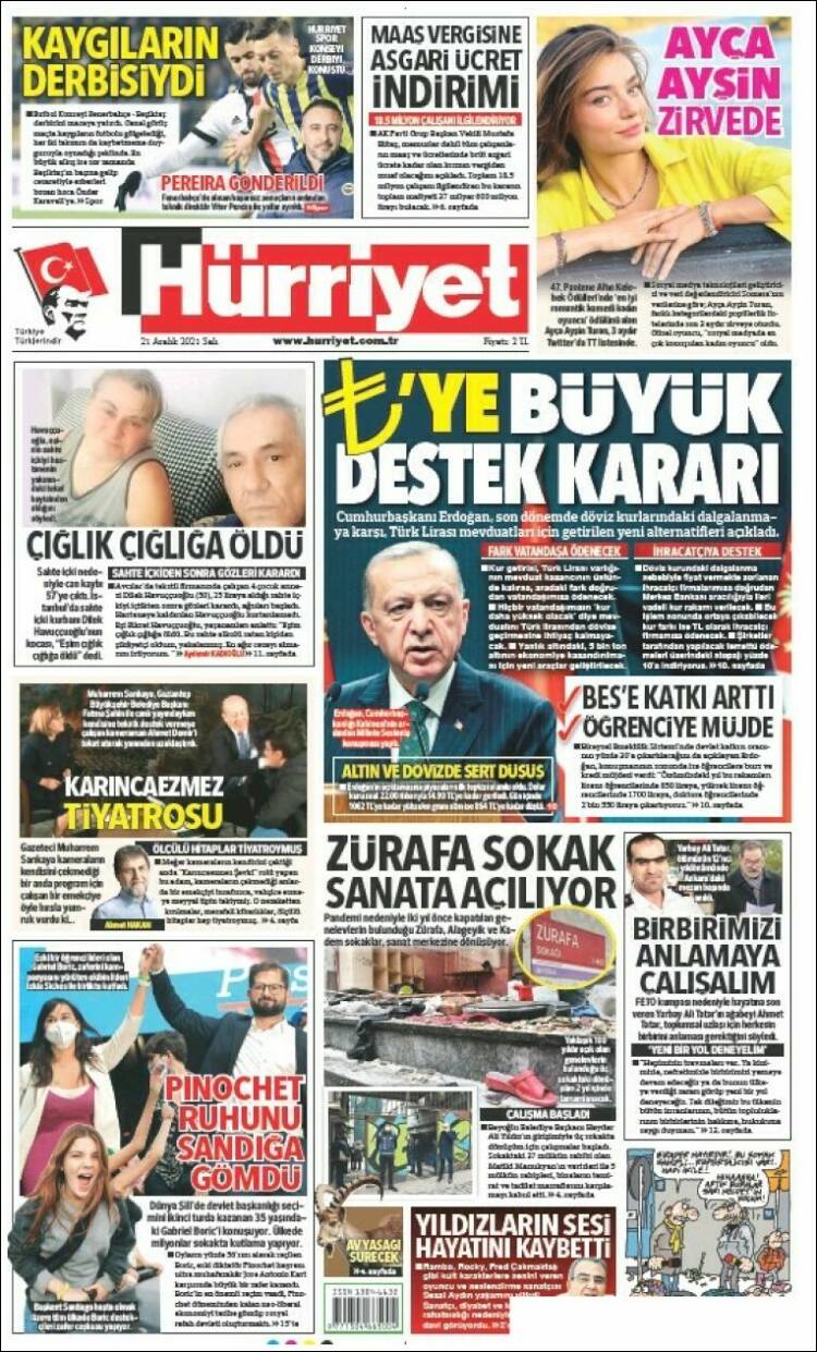 Portada de Hürriyet (Turqu&iacute;a)