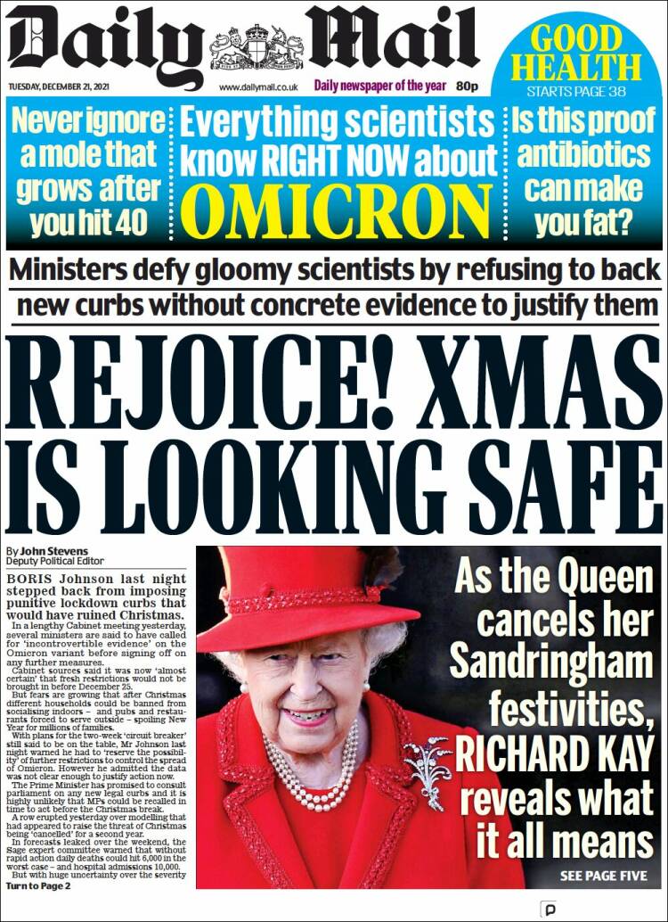 Portada de Daily Mail (Reino Unido)