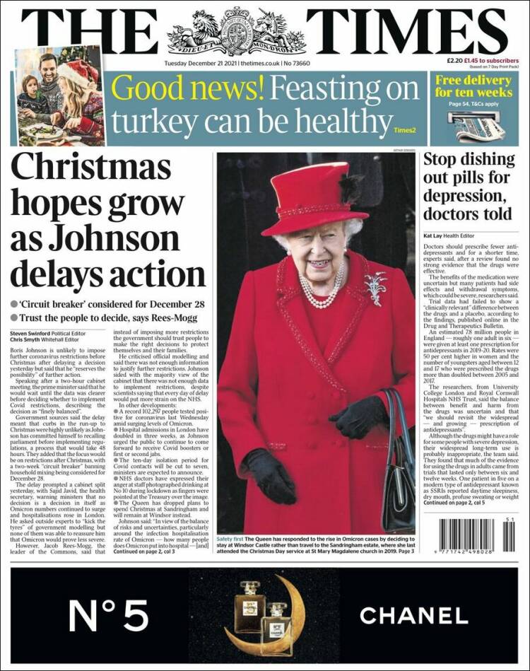 Portada de The Times (Reino Unido)