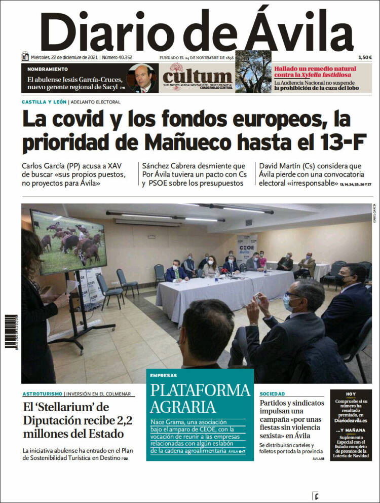 Portada de Diario de Ávila (España)