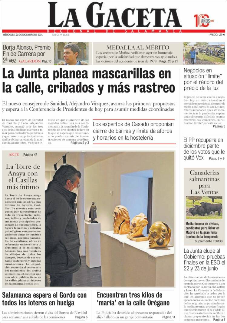 Portada de La Gaceta de Salamanca (España)