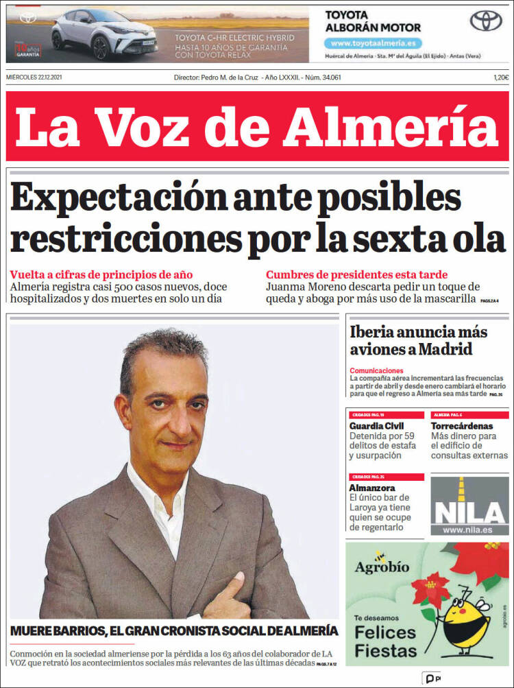 Portada de La Voz de Almería (España)