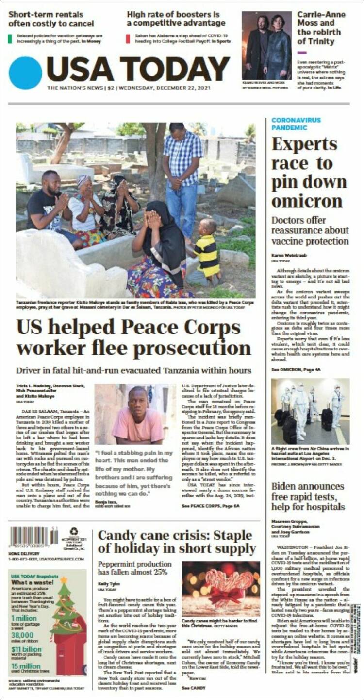 Portada de USA Today (USA)
