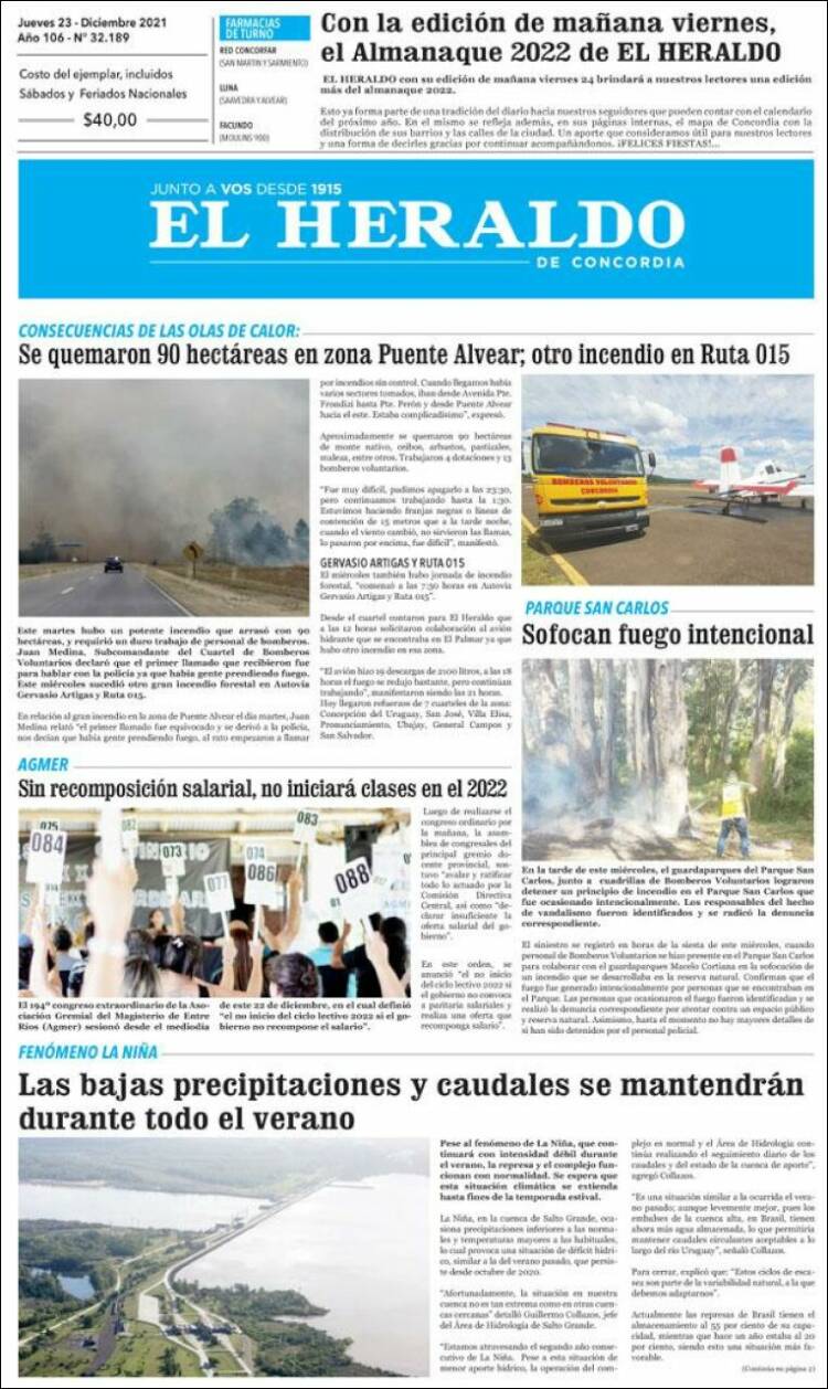Portada de El Heraldo de Concordia (Argentina)