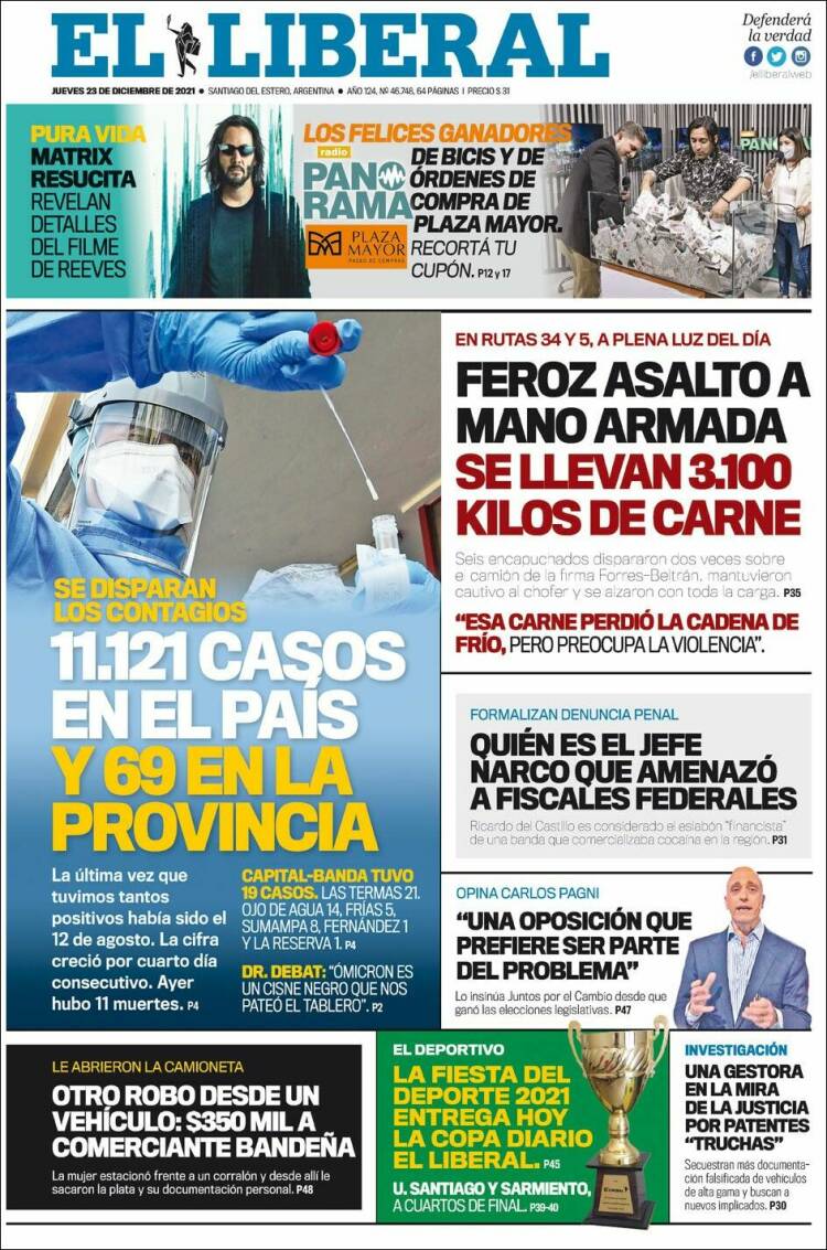 Portada de Diario El Liberal (Argentina)