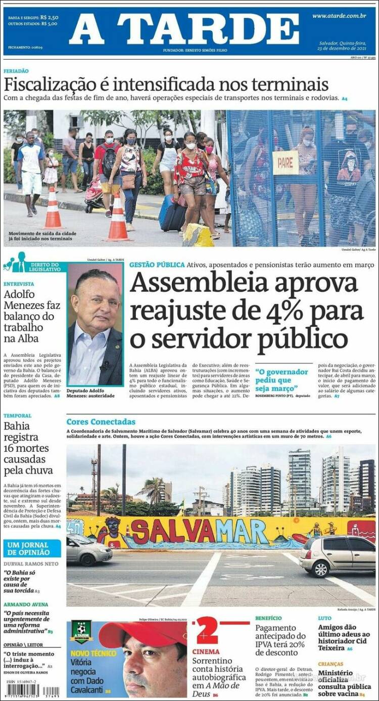 Portada de Diário A Tarde (Brasil)