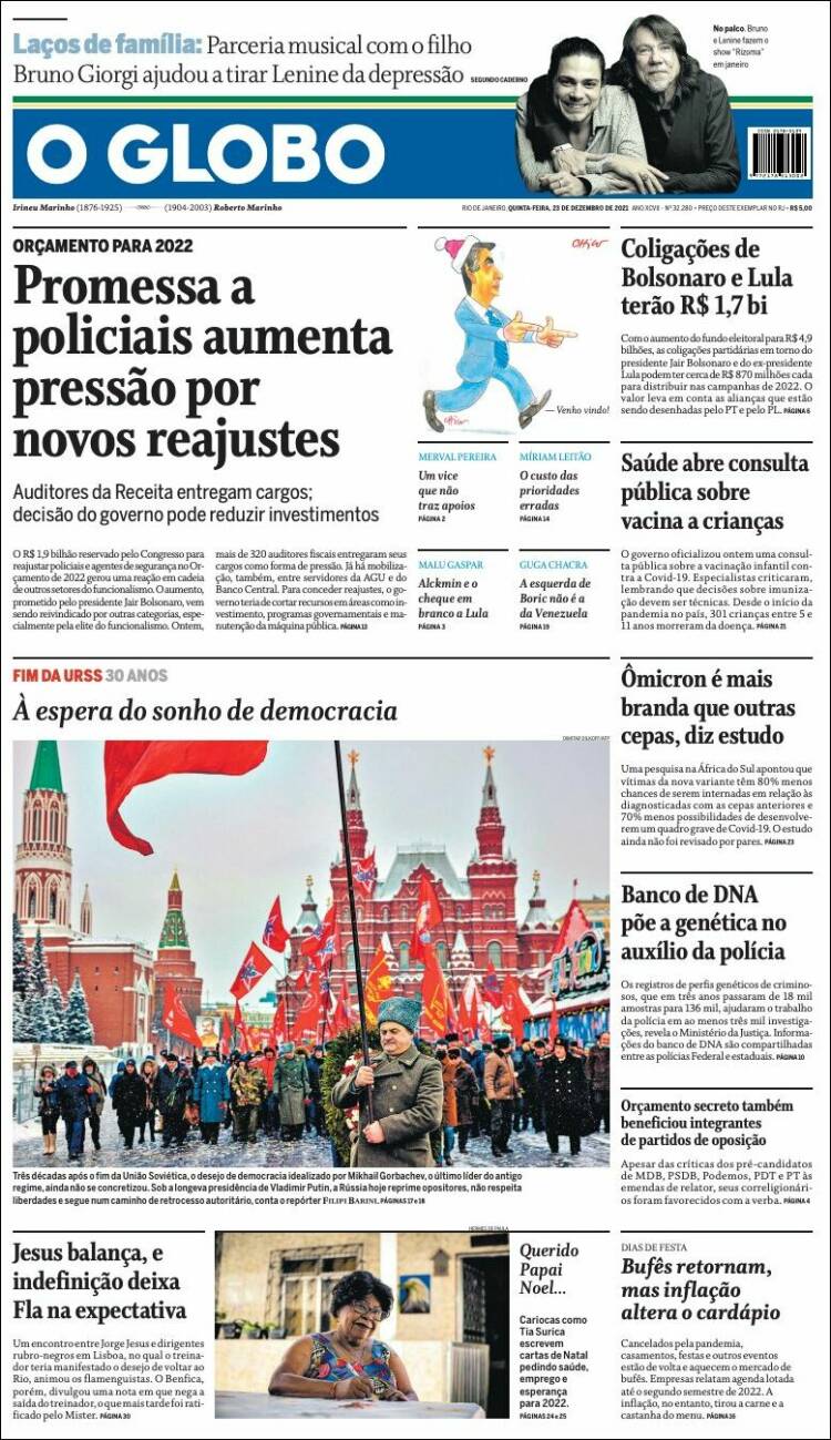 Portada de O Globo (Brasil)