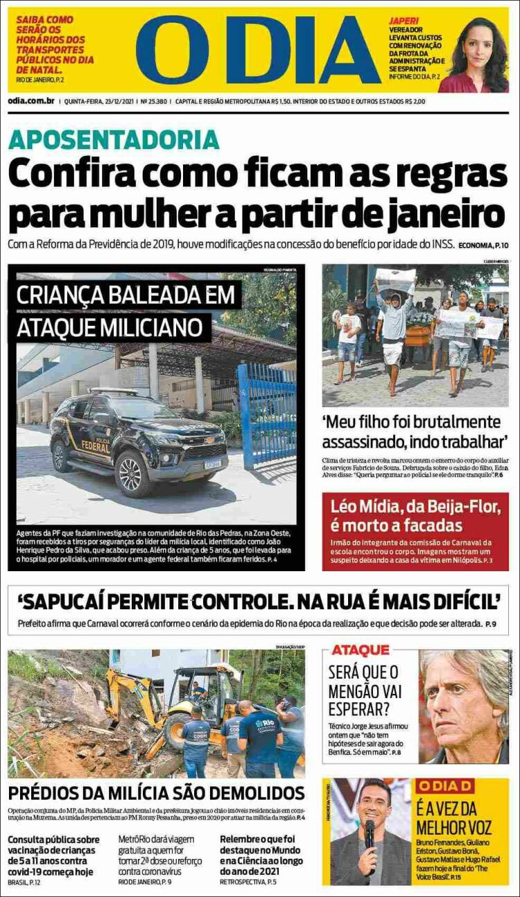 Portada de O Dia (Brasil)
