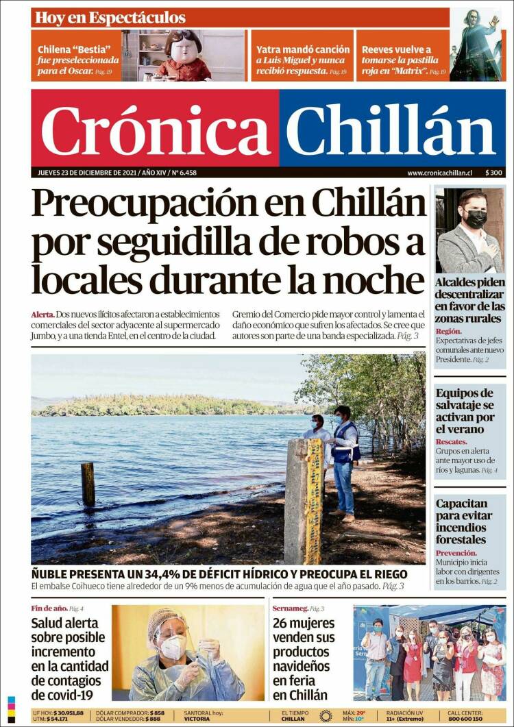 Portada de Crónica Chillán (Chile)