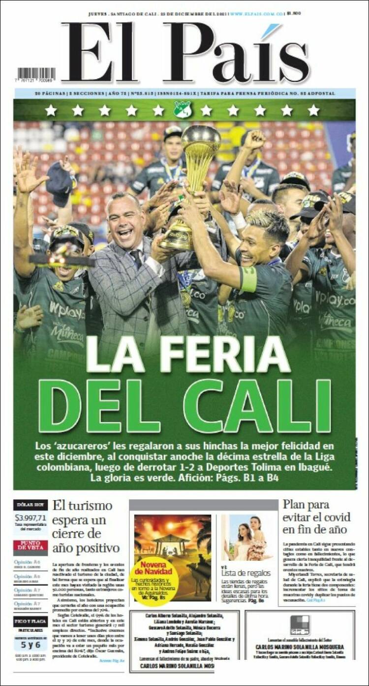 Portada de El País - Cali (Colombia)