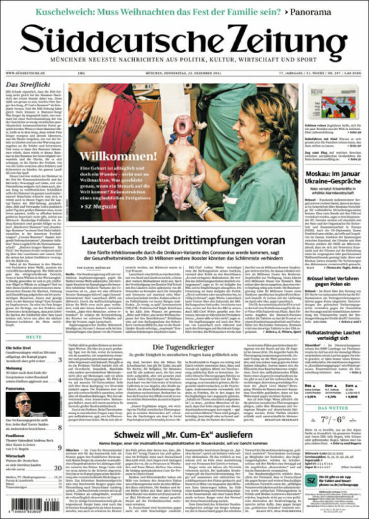 Portada de Sueddeutsche (Alemania)