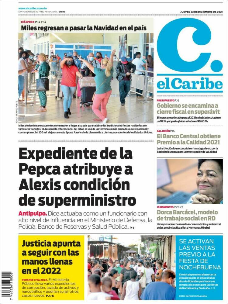 Portada de El Caribe (R. Dominicana)