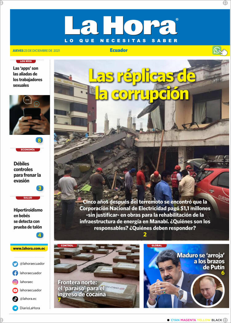 Portada de La Hora - Ecuador (Ecuador)
