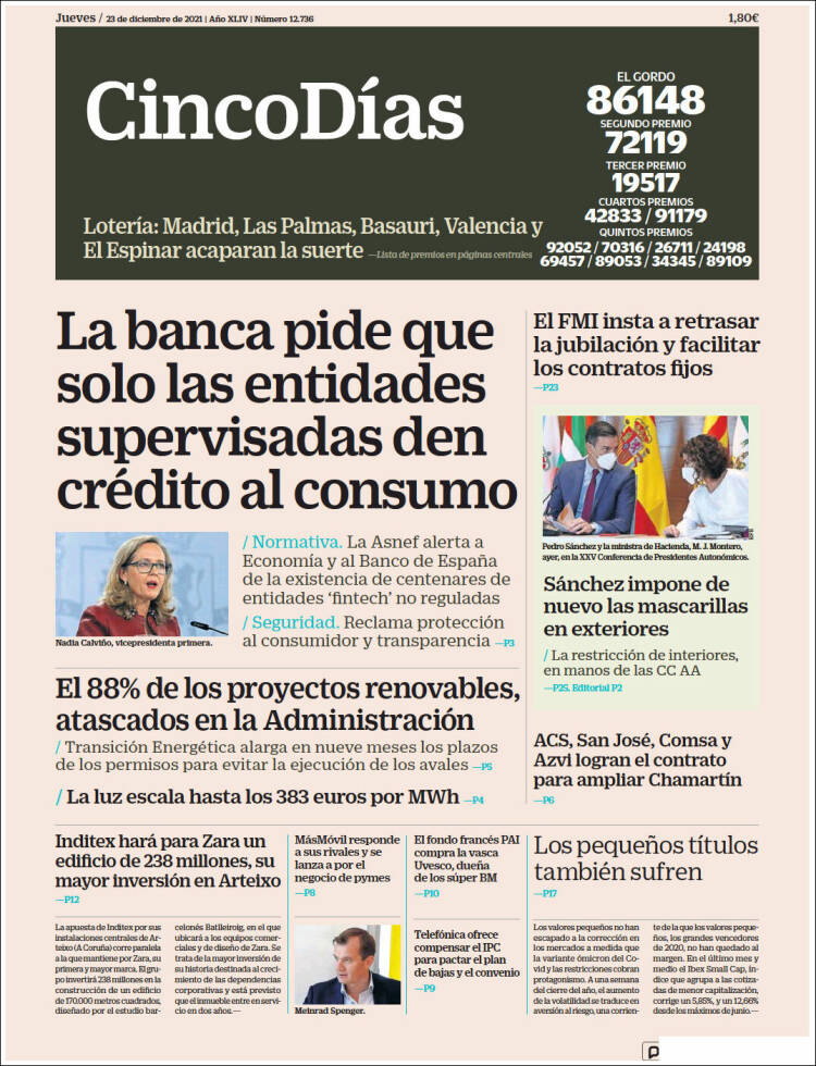 Portada de Cinco Días (Espa&ntilde;a)