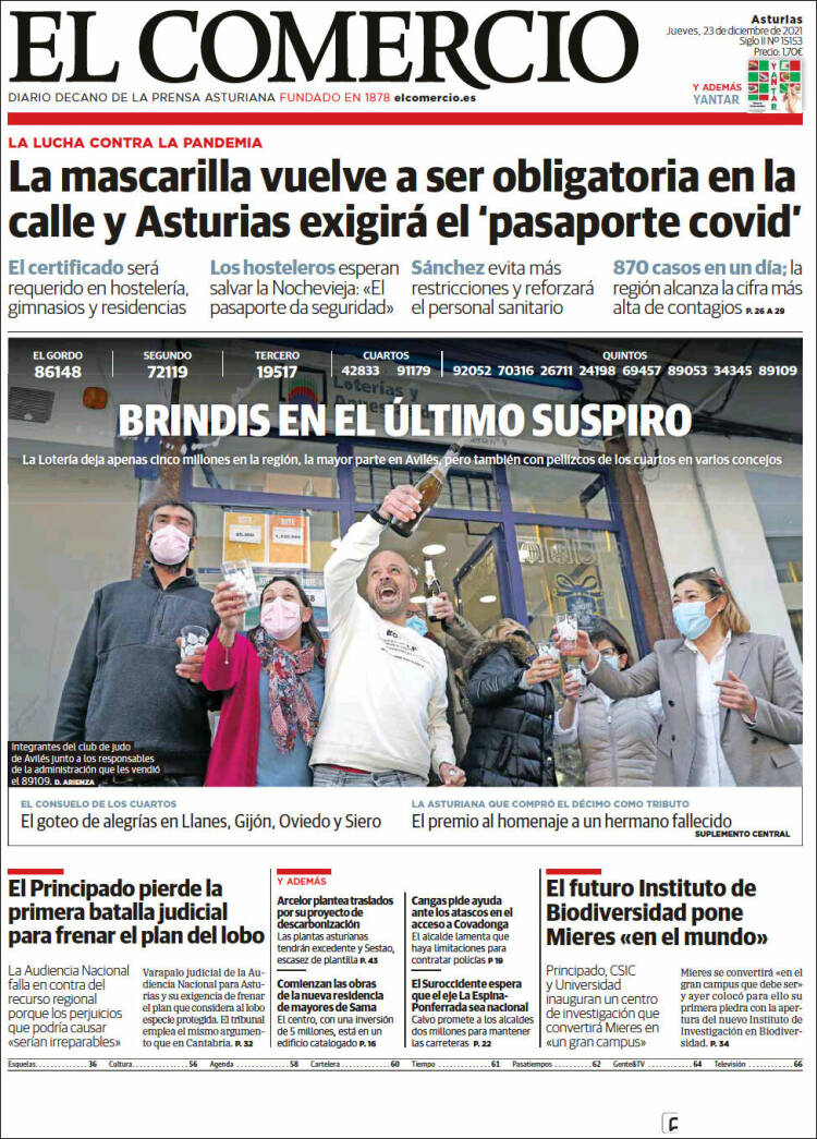 Portada de El Comercio (Espa&ntilde;a)
