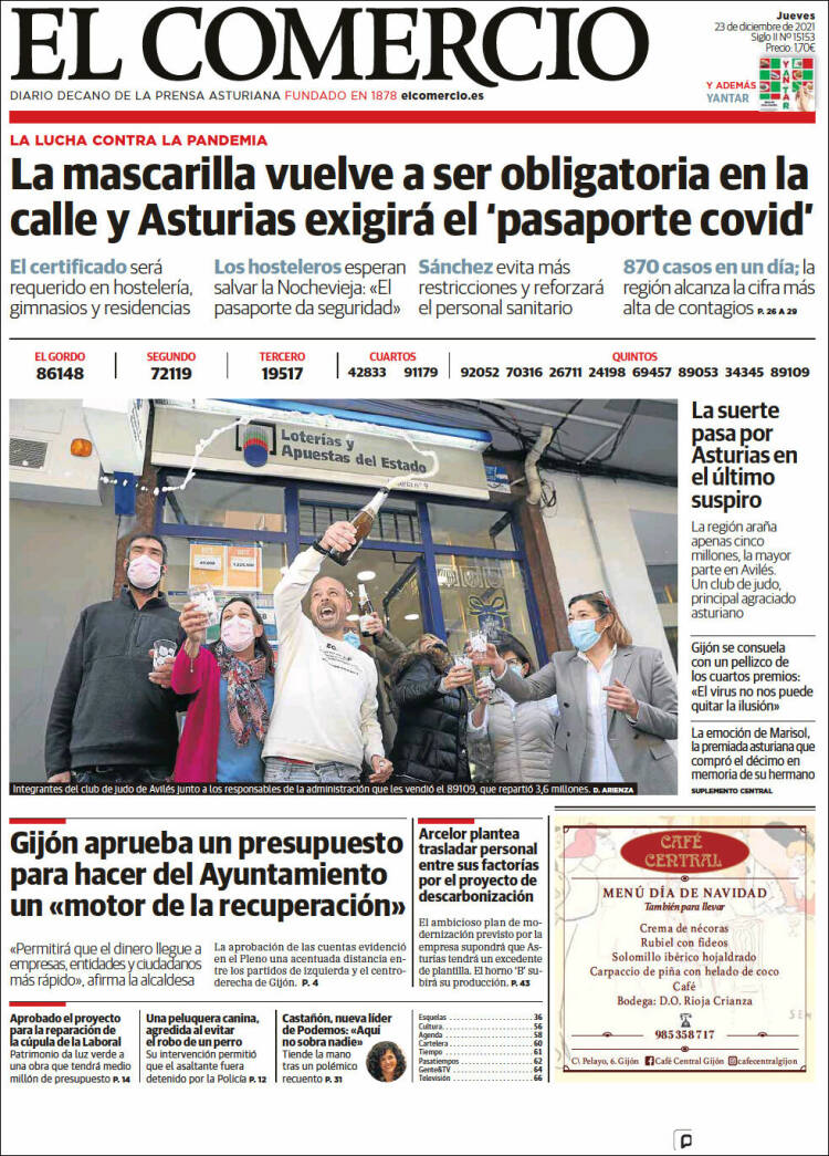 Portada de El Comercio - Gijón (Espa&ntilde;a)