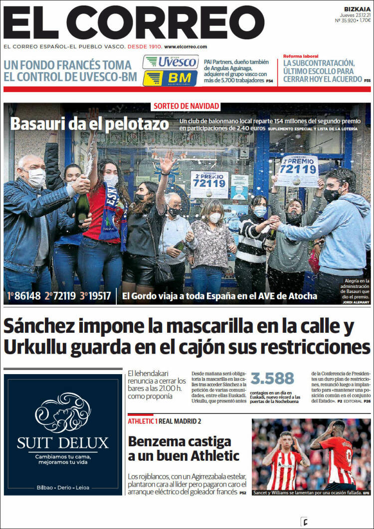 Portada de El Correo (Espa&ntilde;a)