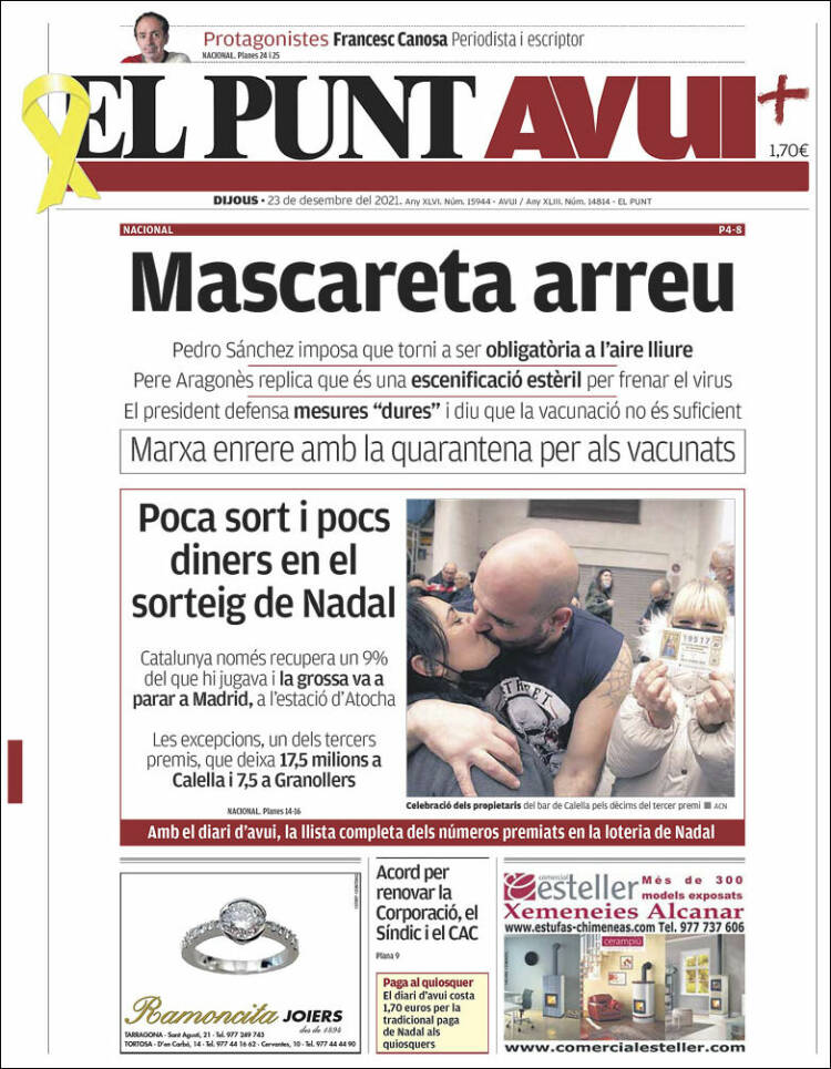 Portada de El Punt Avui (Espa&ntilde;a)