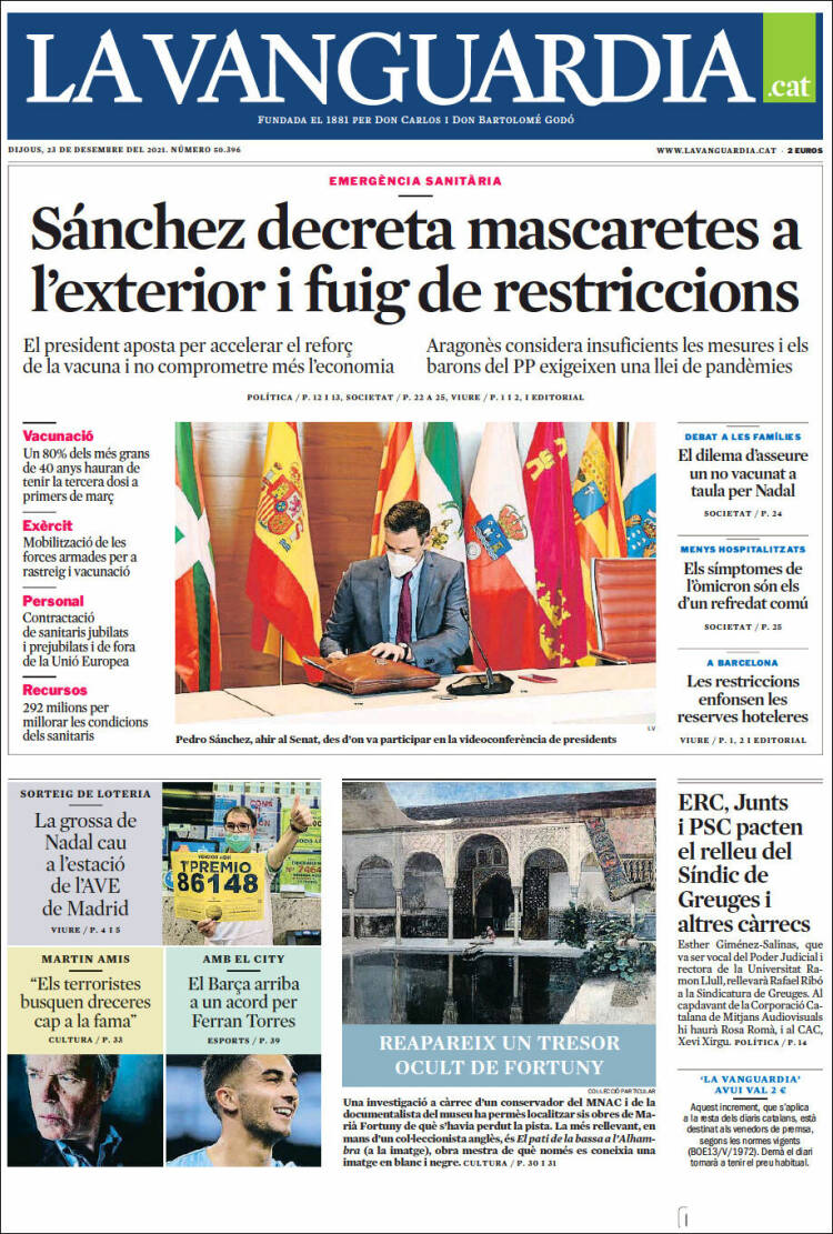 Portada de La Vanguardia (Espa&ntilde;a)