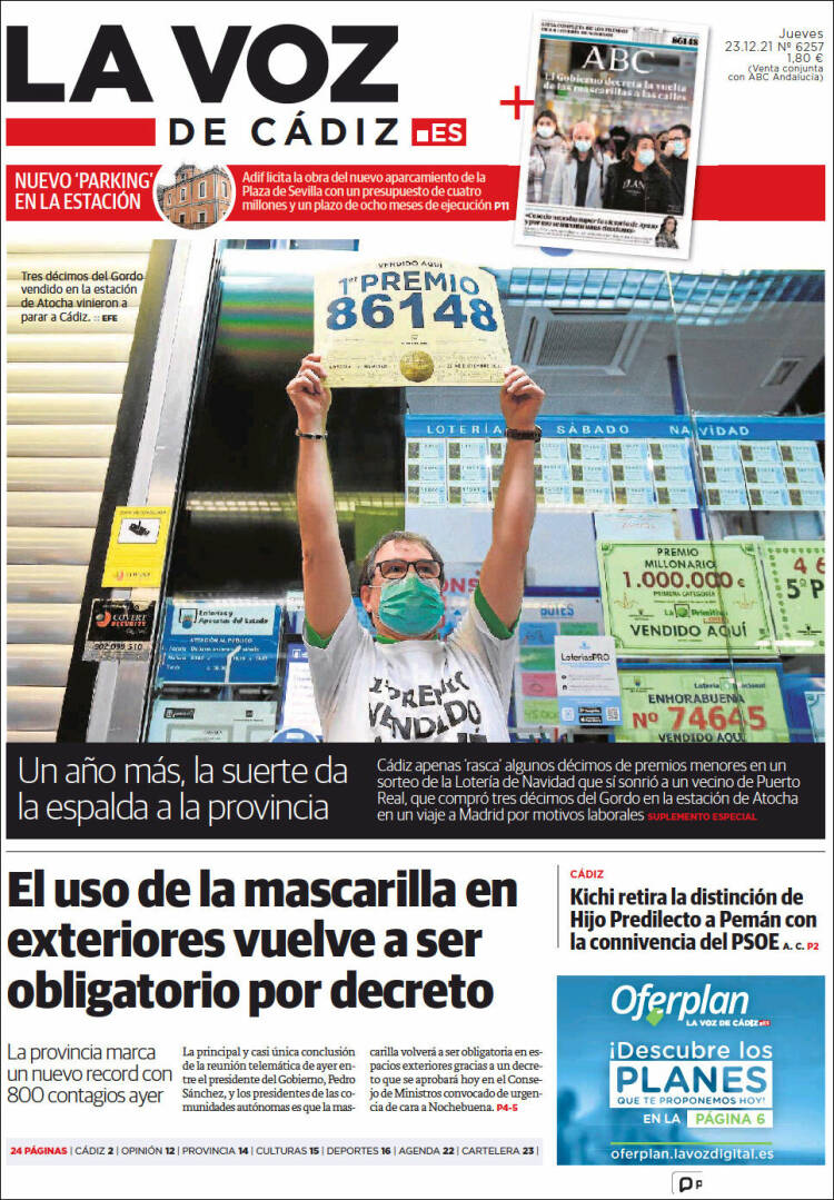 Portada de La Voz de Cádiz (Espa&ntilde;a)