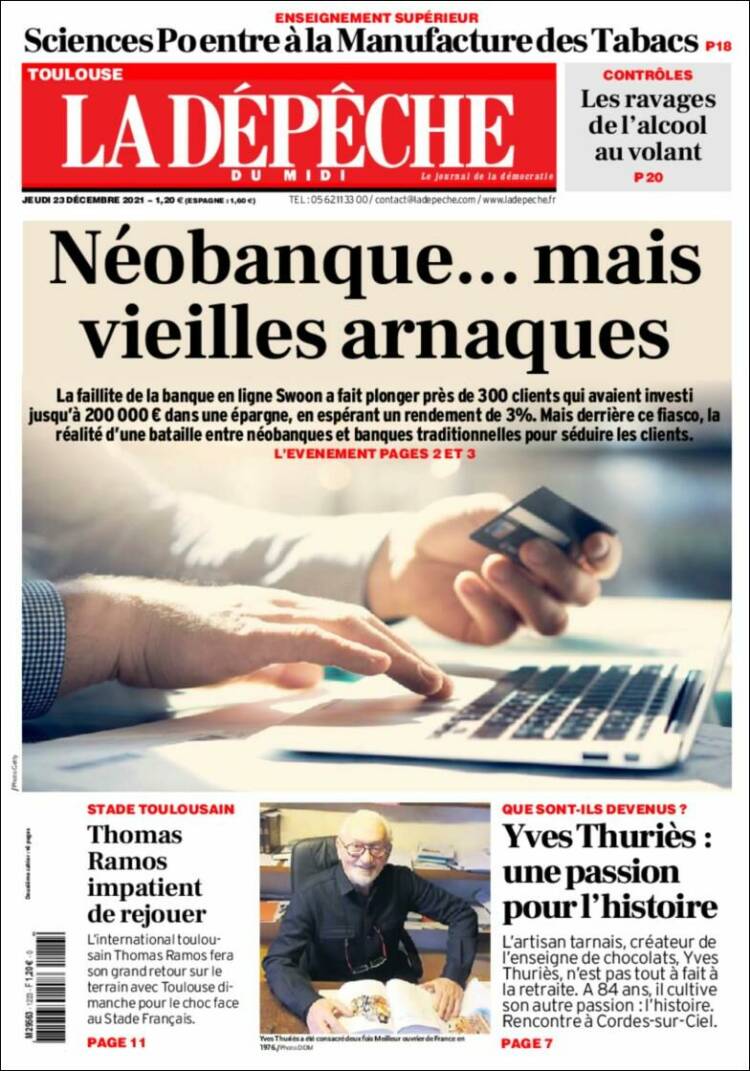 Portada de La Dépêche du Midi (Francia)