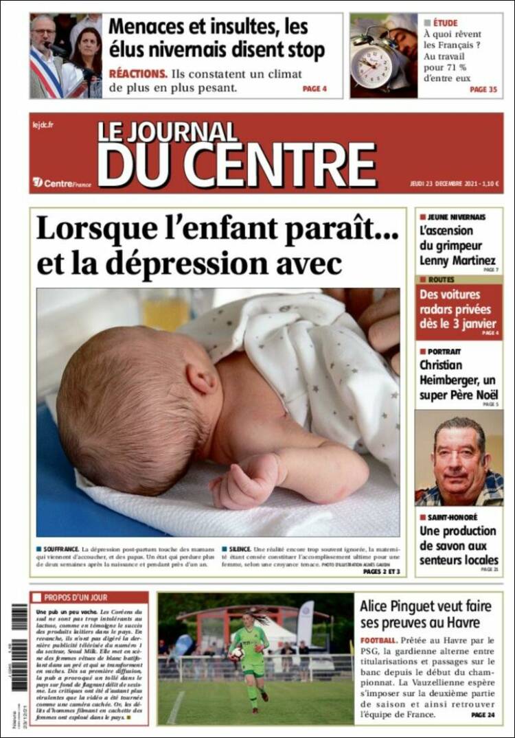 Portada de Le Journal du Centre (Francia)