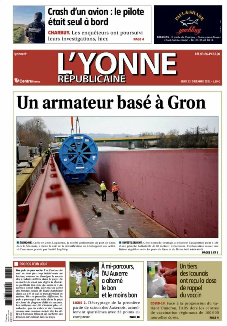 Portada de L'Yonne-Républicaine (Francia)