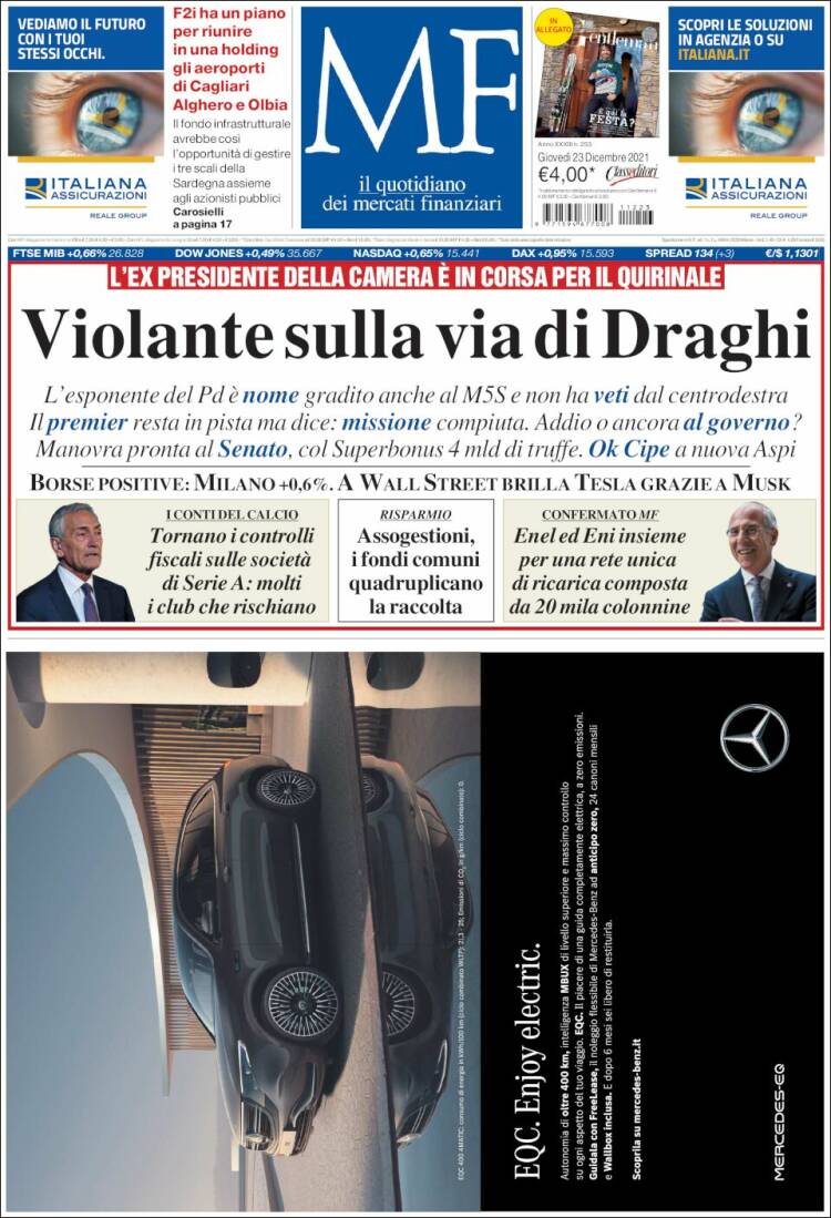 Portada de Milano Finanza (Italia)
