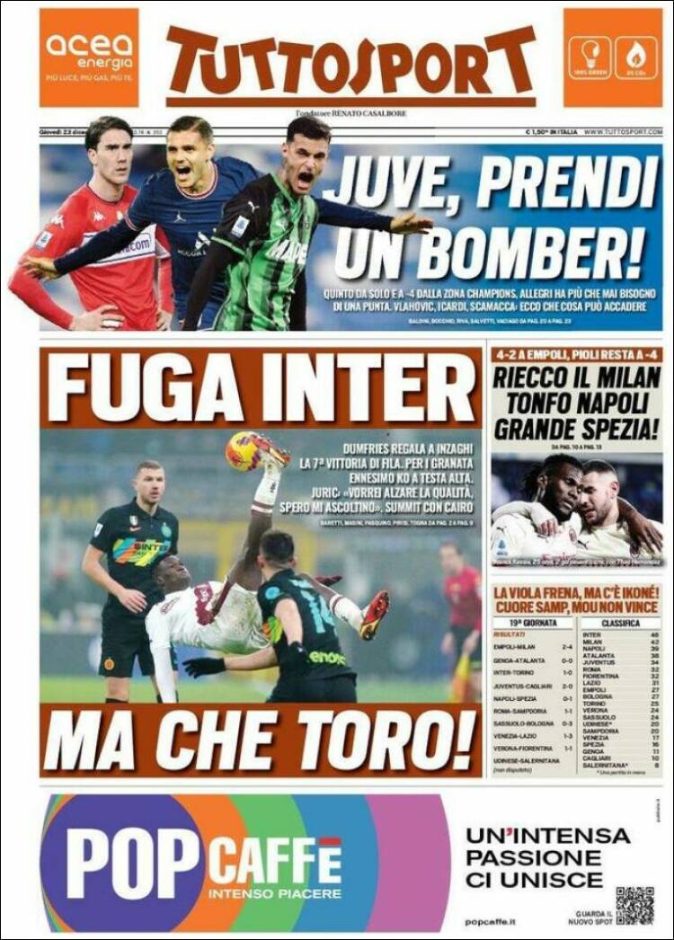 Portada de Tuttosport (Italia)