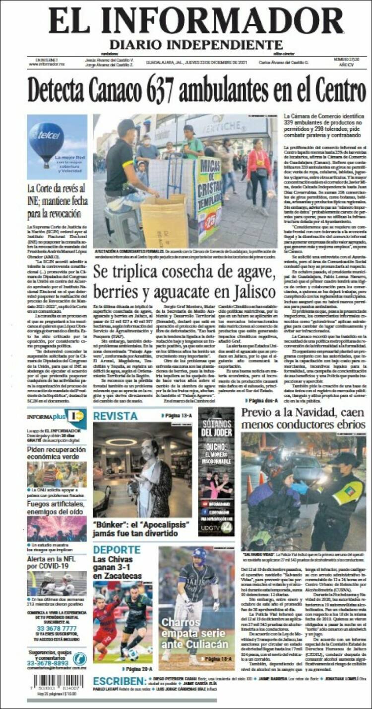 Portada de El Informador (M&eacute;xico)