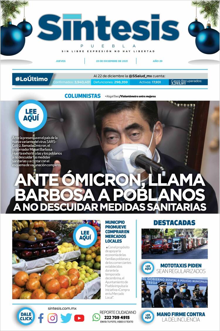 Portada de Síntesis - Puebla (M&eacute;xico)