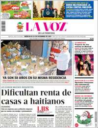 Portada de La Voz de la Frontera (M&eacute;xico)
