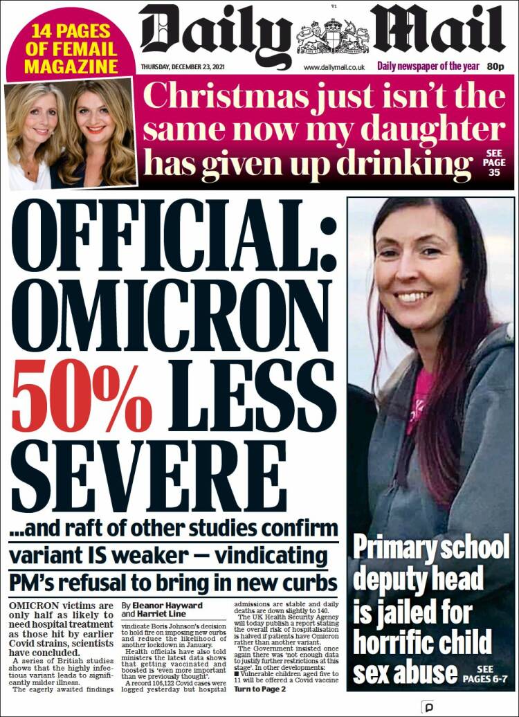 Portada de Daily Mail (Reino Unido)