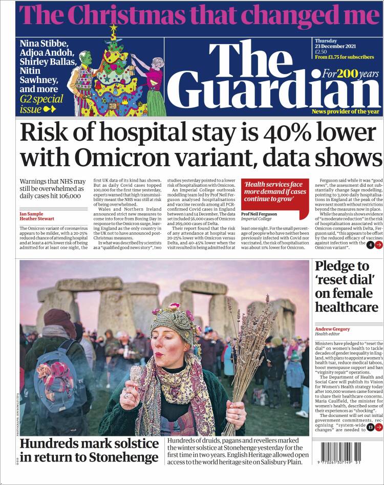 Portada de The Guardian (Reino Unido)