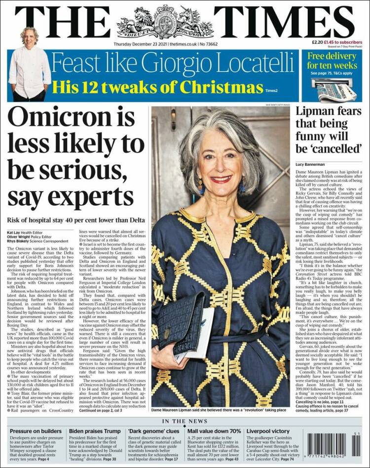 Portada de The Times (Reino Unido)