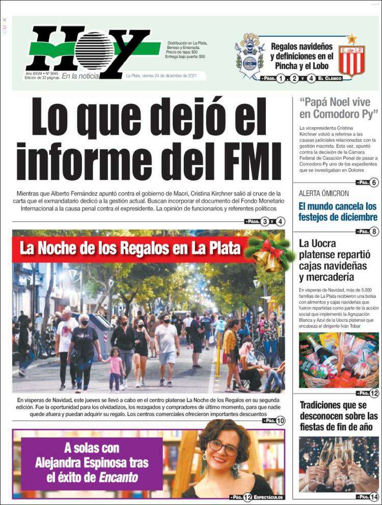 Portada de Diario Hoy (Argentina)
