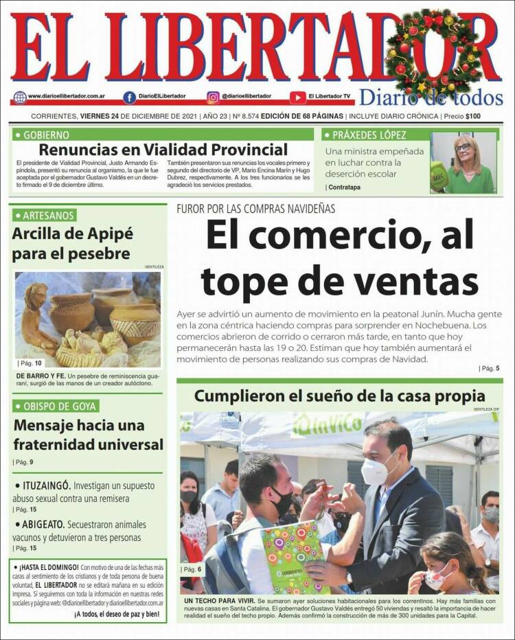 Portada de Diario El Libertador (Argentina)